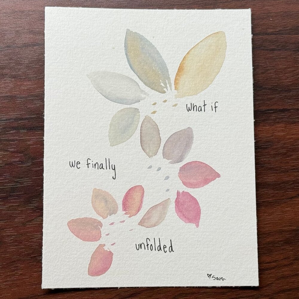 Art Watercolor and Ink Flower Petals Handmade
